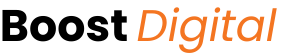 Boost Digital logo – stylized modern typography in black and orange